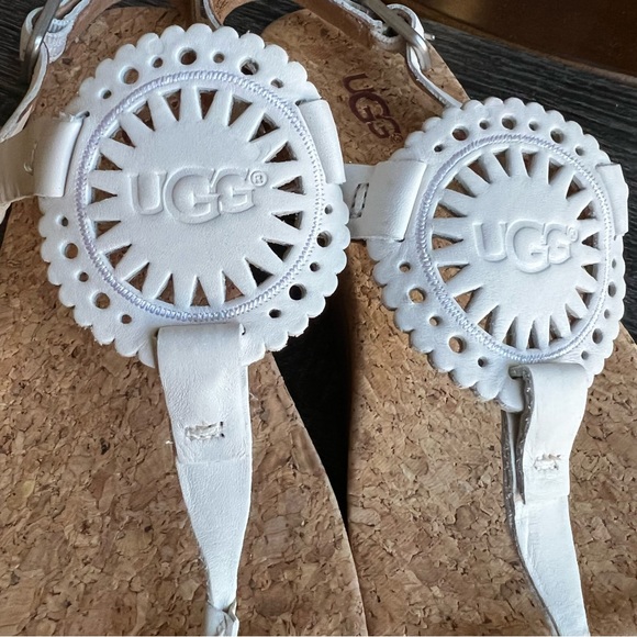 NWOT UGG Ayden White Perforated Leather Sling Back Sandals US5.5 EU36.5 - Picture 4 of 11